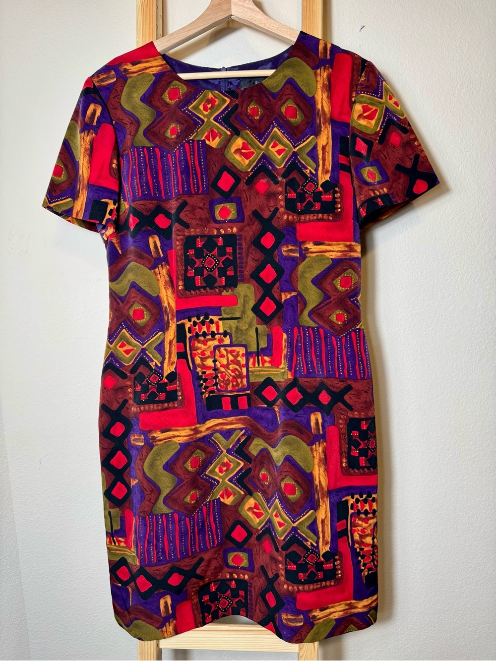 VTG 90s John Roberts Geometric Abstract Shift Dress Size 12